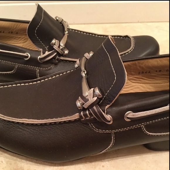 VENETO COUTURE Black Leather Silver Horse Bit Equestrian Loafers 10D Italy Nice! main image 7